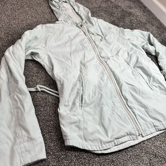 Mulberry Street Jacket Coat Mint Green Hooded Full Zip Cinch Waist Women’s M - Picture 3 of 7